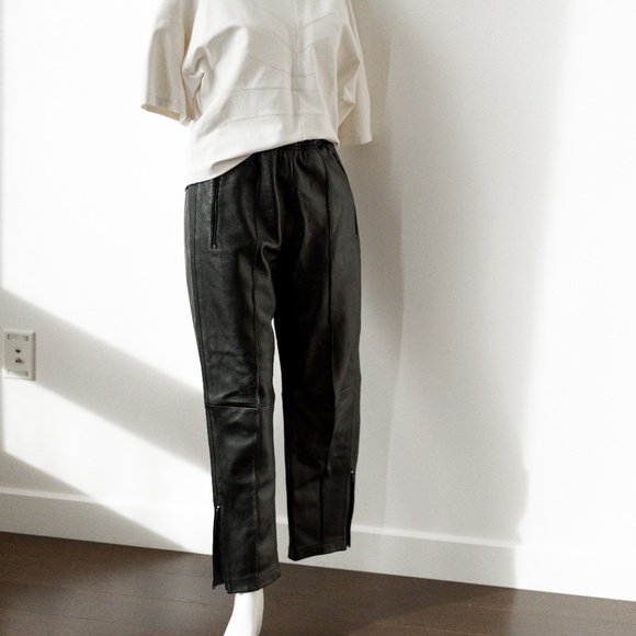 BALENCIAGA Leather Track Trouser Pant, Black, 38 FR / 6 US 100% Authentic - Picture 1 of 17